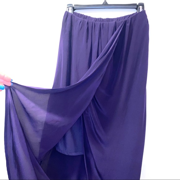 Olivaceous 100% silk layered plum maxi skirt - Picture 8 of 16